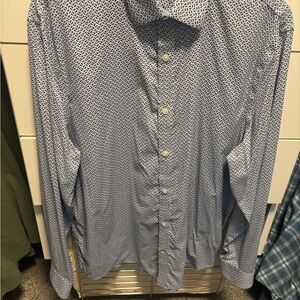Express Blue and White Patterned Casual Shirt